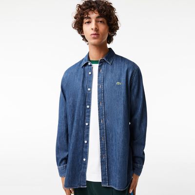 Chemise homme Lacoste regular fit en denim de coton biologique Taille Bleu