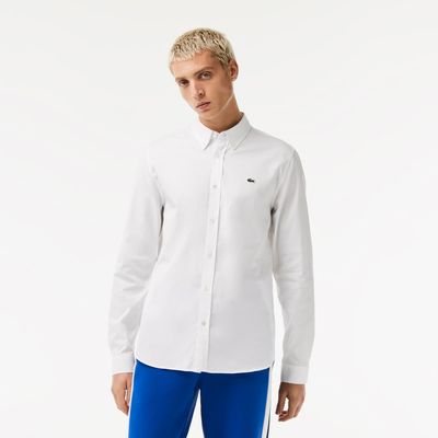 Lacoste Chemise slim fit unie en coton premium Taille Blanc