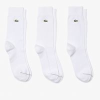 Lacoste Lot de 3 paires de chaussettes montantes unisexes en coton biologique Taille / Blanc