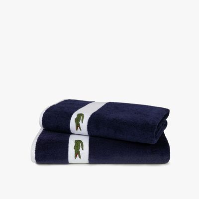 Lacoste Serviette de bain L Casual en coton Taille x cm Bleu Marine