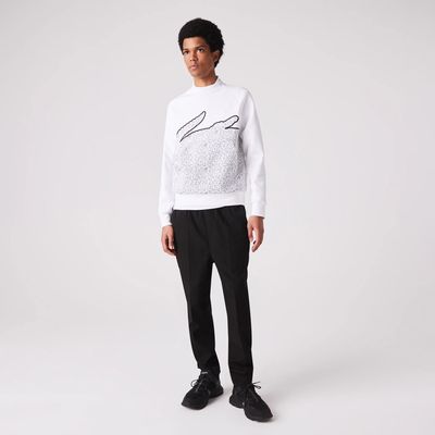 Lacoste Sweatshirt à col rond en coton mélangé avec crocodile oversize Taille XL Blanc