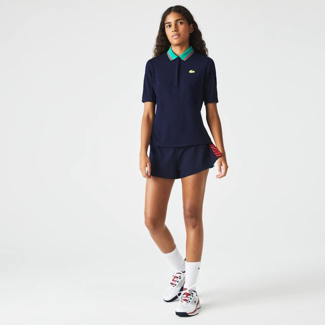 Polo femme Tennis Lacoste Sport en piqué thermorégulateur Taille Bleu Marine/vert/rouge