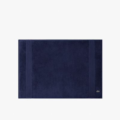 Lacoste Tapis de bain L Lecroco en coton uni avec détails plissés Taille 50 x 70 cm Bleu Marine