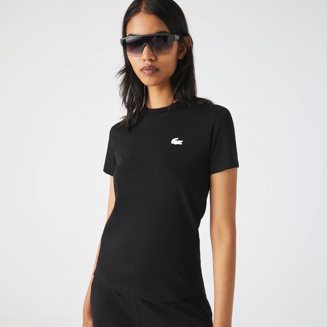 T-shirt femme Lacoste Sport jersey technique de coton biologique Taille Noir