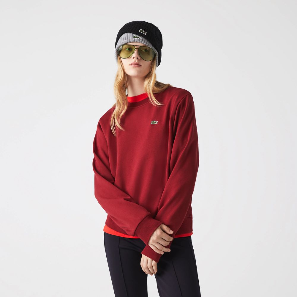 Sweatshirt femme Lacoste en molleton Taille Bordeaux