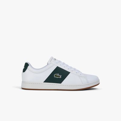 Sneakers Carnaby homme Lacoste en cuir avec détail coloré Taille Blanc/vert Fonc