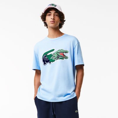 Lacoste T-shirt homme Holiday relaxed fit avec crocodile XL sur le devant Taille Bleu