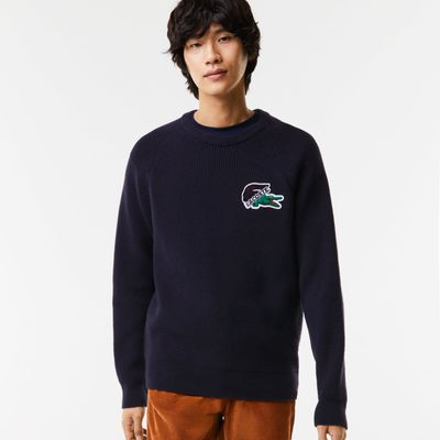Pull homme Lacoste Holiday badge grand crocodile Taille Bleu Marine