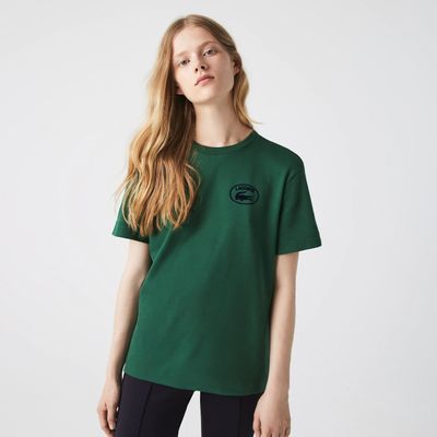 T-shirt femme loose fit avec logo Lacoste en coton biologique Taille Vert