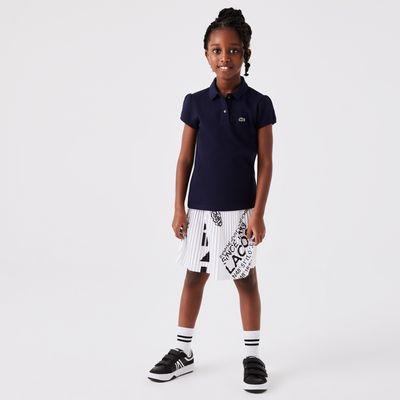 Polo Fille Lacoste en mini piqué avec col festonné Taille 1 an Bleu Marine