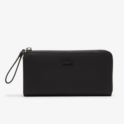Portefeuille zippé unisexe Lacoste avec 8 fentes pour cartes Taille Taille unique Noir