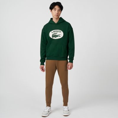 Lacoste Sweatshirt à capuche homme loose fit avec marquage et monogramme Taille Vert
