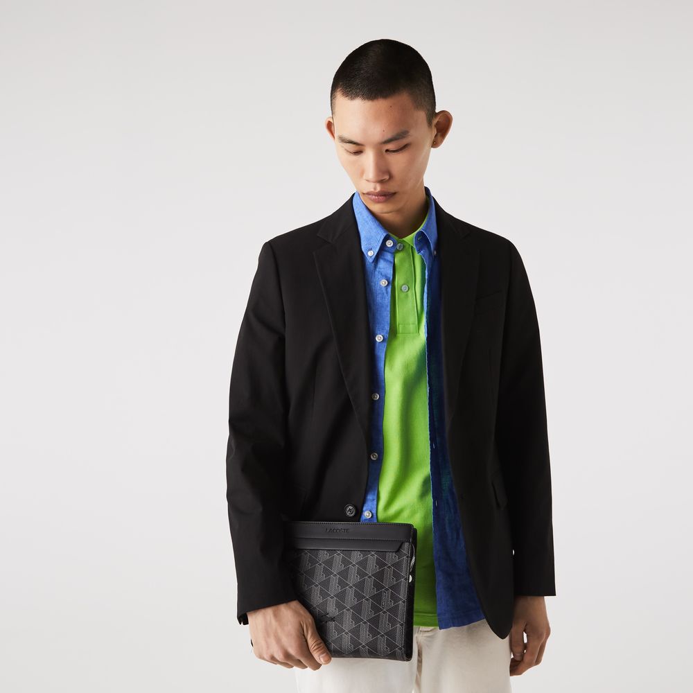 Lacoste Trousse de toilette The Blend en toile imprimée monogramme Taille Taille unique Allover Monogram Noir Gri