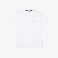 Lacoste T-shirt à col rond unisexe en coton biologique uni Taille 3XL Blanc