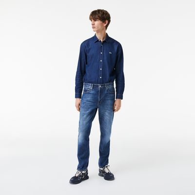 Jean homme 5 poches Lacoste en denim de coton Taille Bleu