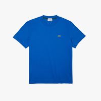 Lacoste T-shirt à col rond unisexe en coton biologique uni Taille Bleu