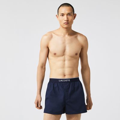 Lot de 3 caleçons homme Lacoste en popeline de coton Taille Bleu Marine/bleu/bleu Marine
