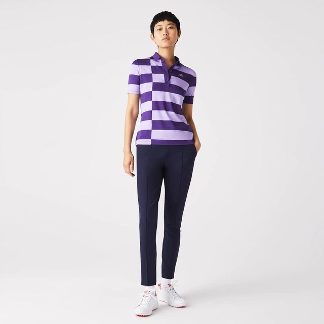 Polo femme Golf Lacoste Sport avec rayures en jersey technique Taille Violet