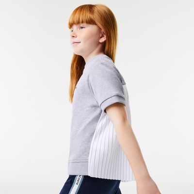T-shirt fille Lacoste avec dos plissé en molleton de coton Taille ans Gris Chin