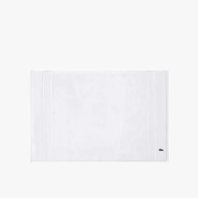 Lacoste Tapis de bain L Lecroco en coton uni avec détails plissés Taille 50 x 70 cm Blanc