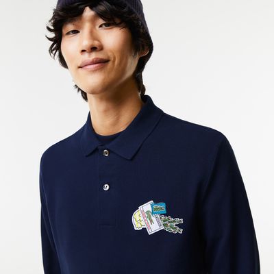 Polo homme Lacoste Holiday manches longues avec badge crocodile Taille Bleu Marine