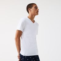 Lacoste Lot de 3 t-shirts slim fit à col V en coton uni Taille Blanc