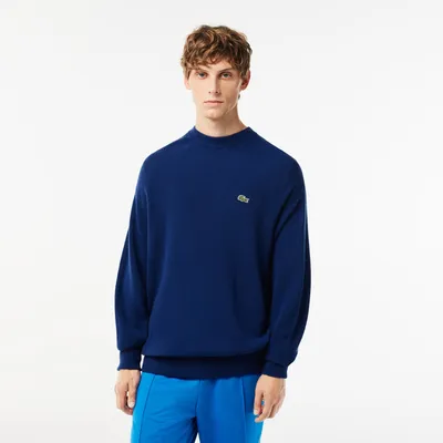 Sweater relaxed fit em lã com decote redondo Lacoste para homem