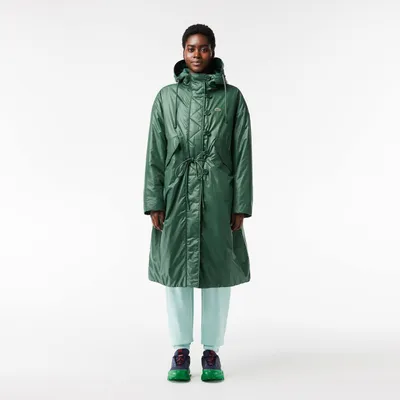 Parka com capuz impermeável oversize comprida