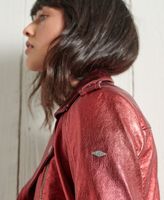 Superdry - Blouson de motard en cuir mÃ©tallisÃ© - Vestes et manteaux pour Femme