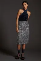 Maeve Fringed Sequined Midi Skirt