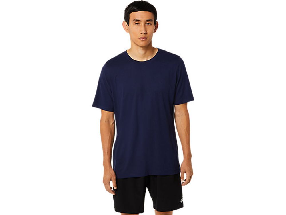 ASICS Men's SS HTHR TECH TOP  Peacoat Heather Short Sleeve Shirts