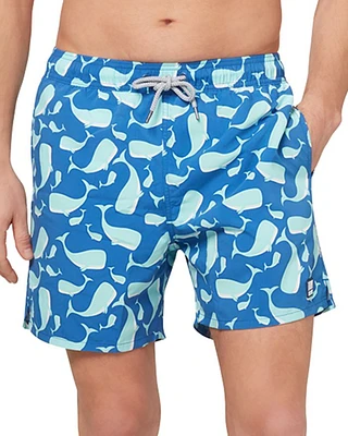 Whale Print 6" Swim Trunks