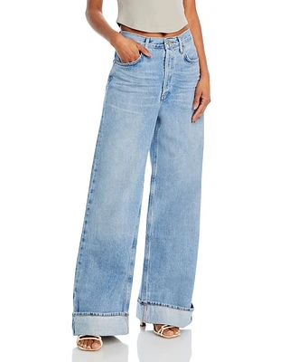 Dame High Rise Wide Leg Cuffed Jeans Showdown