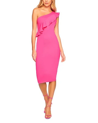 One Shoulder Ruffle Trim Dress