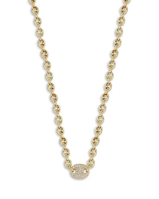 Cubic Zirconia Pavé Mariner Link Necklace, 16" - Exclusive