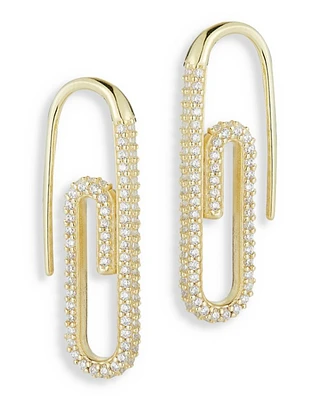 Pavé Paperclip Drop Earrings - Exclusive