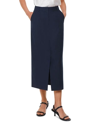 Pinstriped Tailored Midi Skirt