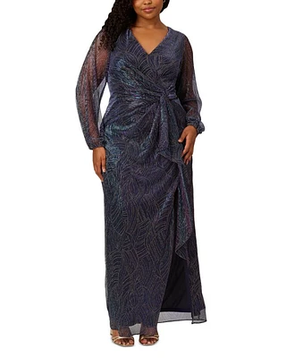 Plus Metallic Mesh Gown