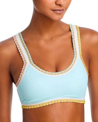 Sporty Contrast Stitch Bikini Top