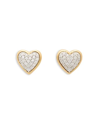 Heart You Gold Tone Cubic Zirconia Pavé Heart Stud Earrings