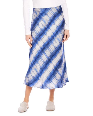 Printed Satin Midi Skirt