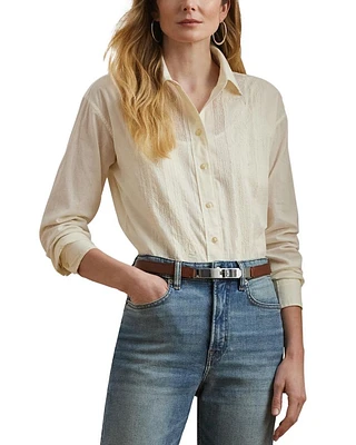 Lace Trim Cotton Voile Shirt