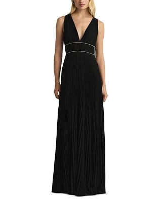 V Neck Pleated Gown