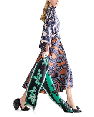 Silk Blend Drawstring Skirt