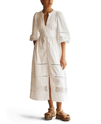 BIANCA Lace Panelled Midi Dress