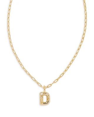 Crystal Letter Short Pendant Necklace, 16"