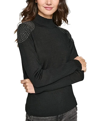 Studded Mock Neck Top