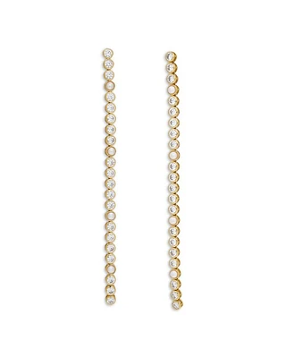 Vintage Cubic Zirconia & Imitation Pearl Linear Drop Earrings