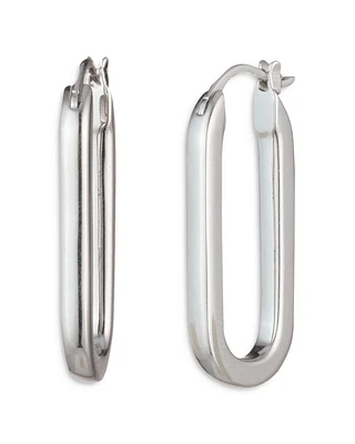 Oval Link Hoop Earrings in Sterling Silver