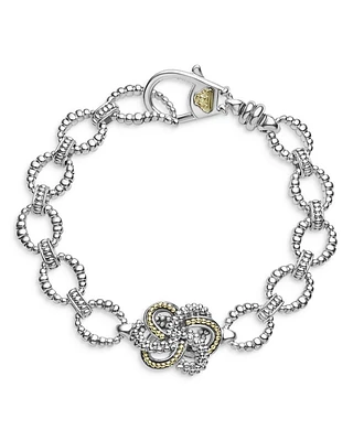 Sterling Silver & 18K Yellow Gold Love Knot Station Bracelet, 7